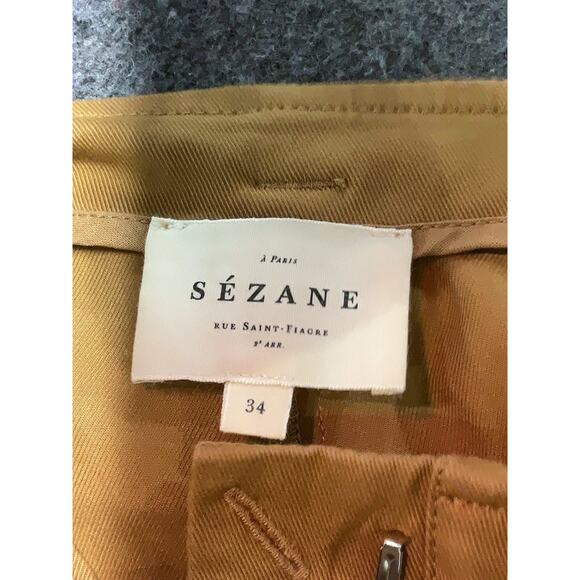 Sezane Khaki Tan Brown Rome High Rise Belted Shorts 34 US 2 - Picture 4 of 5